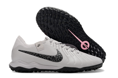 Men's Nike Tiempo Legend 10 Pro TF Artificial Turf Low-Tops Football Shoes - Grey/Black/Pink