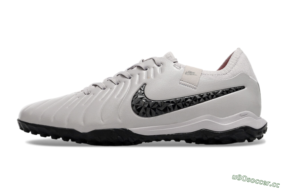 Men's Nike Tiempo Legend 10 Pro TF Artificial Turf Low-Tops Football Shoes - Grey/Black/Pink 0