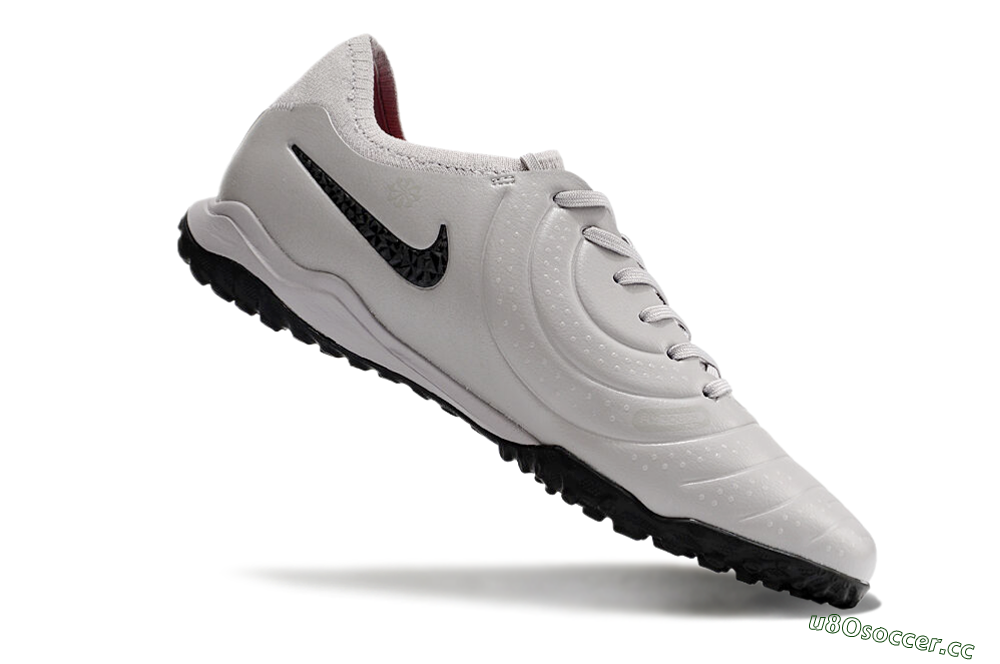 Men's Nike Tiempo Legend 10 Pro TF Artificial Turf Low-Tops Football Shoes - Grey/Black/Pink 4