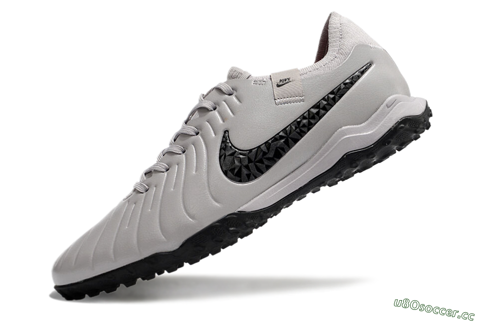 Men's Nike Tiempo Legend 10 Pro TF Artificial Turf Low-Tops Football Shoes - Grey/Black/Pink 5