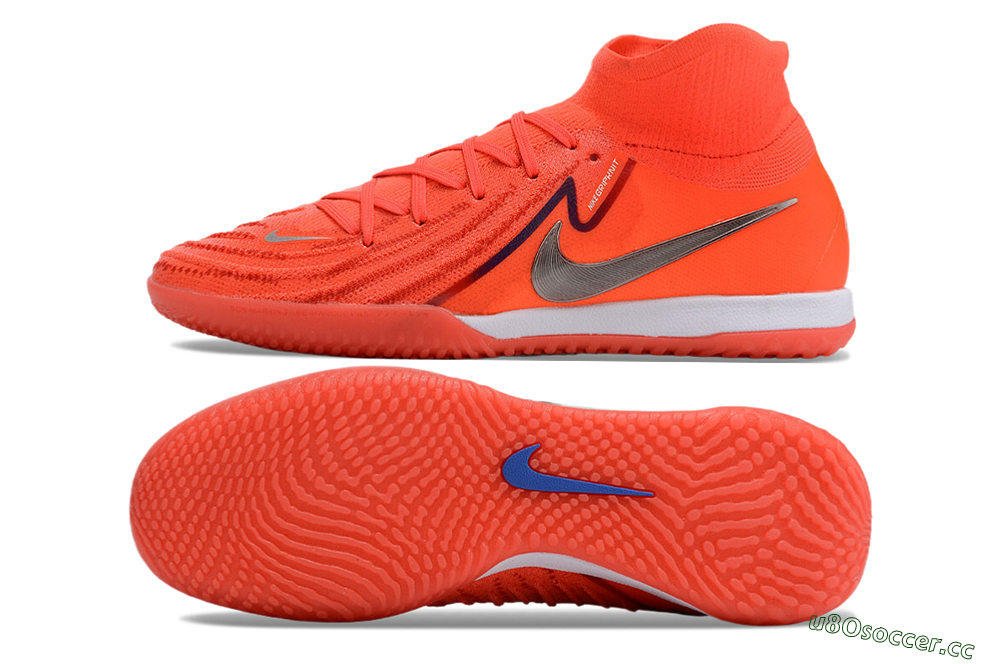 Men's Nike Phantom Luna Elite NU IC Indoor & Futsal High-Tops Football Shoes - Red/Silver/White 1
