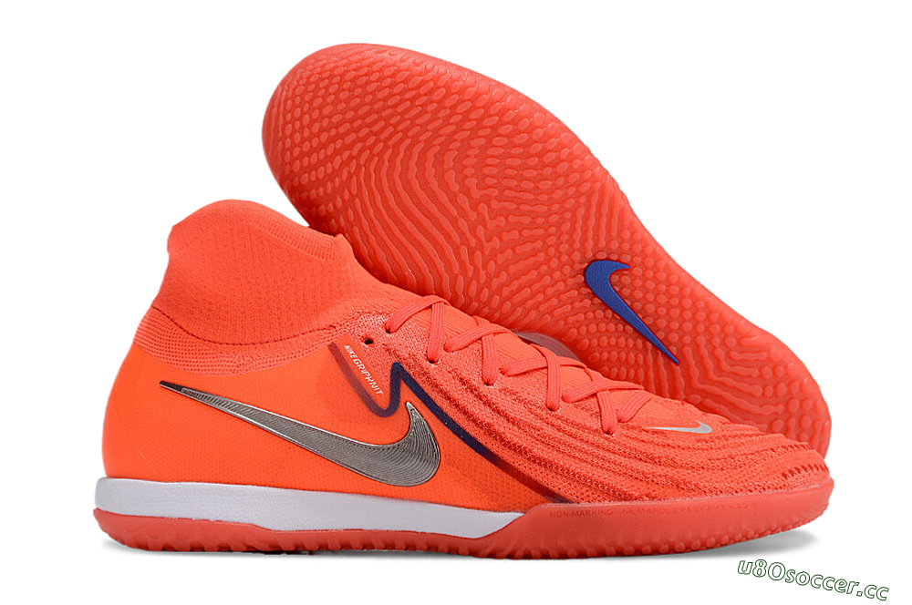 Men's Nike Phantom Luna Elite NU IC Indoor & Futsal High-Tops Football Shoes - Red/Silver/White 2