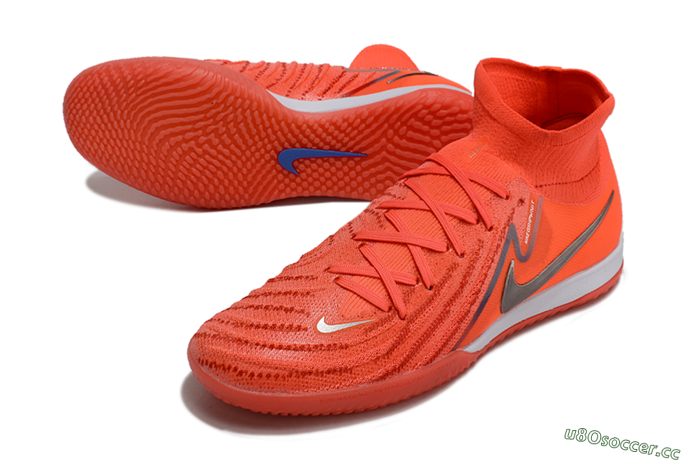 Men's Nike Phantom Luna Elite NU IC Indoor & Futsal High-Tops Football Shoes - Red/Silver/White 3