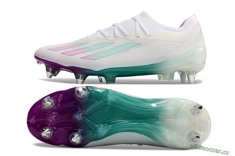 Men's Adidas X Crazyfast.1 SG Soft Ground Low-Tops Football Boots - White/Purple/Jade 1