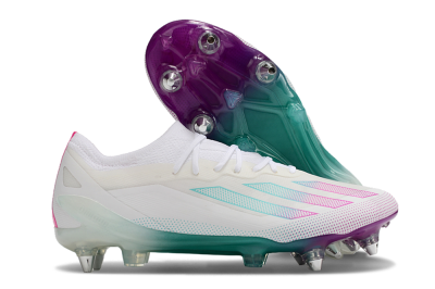 Men's Adidas X Crazyfast.1 SG Soft Ground Low-Tops Football Boots - White/Purple/Jade