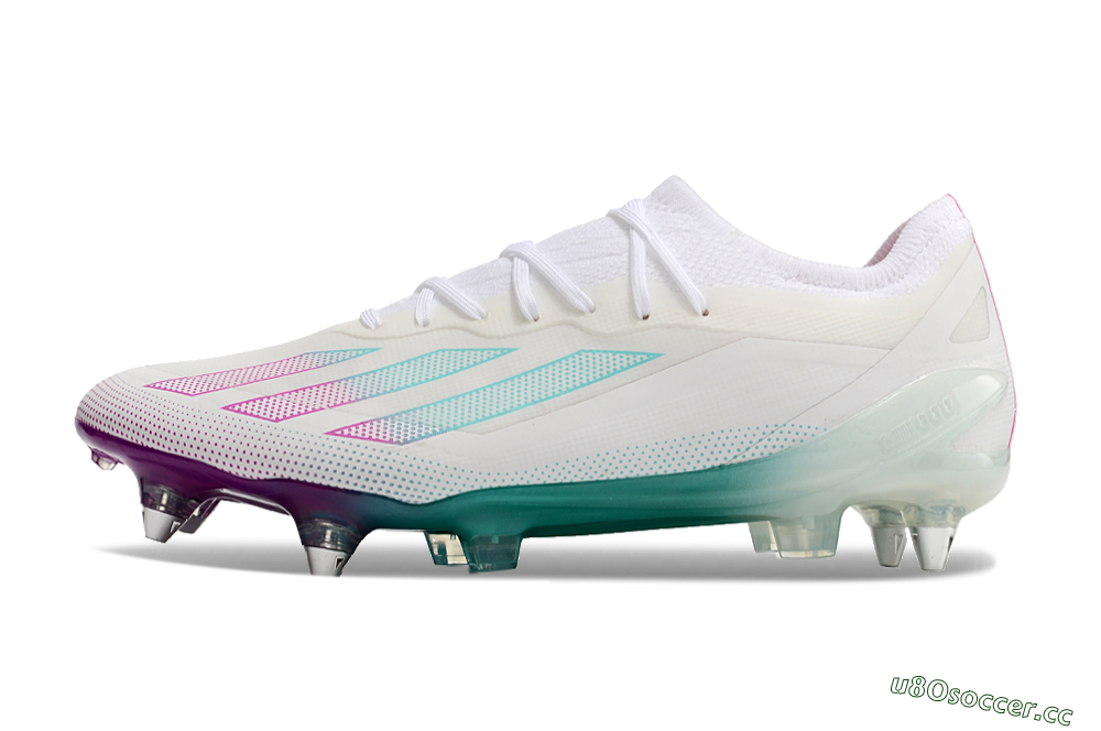 Men's Adidas X Crazyfast.1 SG Soft Ground Low-Tops Football Boots - White/Purple/Jade 0