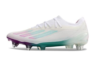 Men's Adidas X Crazyfast.1 SG Soft Ground Low-Tops Football Boots - White/Purple/Jade