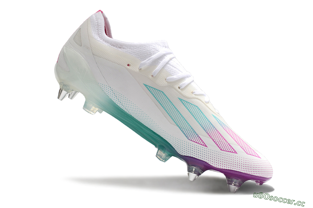 Men's Adidas X Crazyfast.1 SG Soft Ground Low-Tops Football Boots - White/Purple/Jade 4