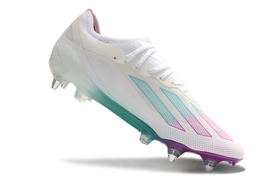 Men's Adidas X Crazyfast.1 SG Soft Ground Low-Tops Football Boots - White/Purple/Jade