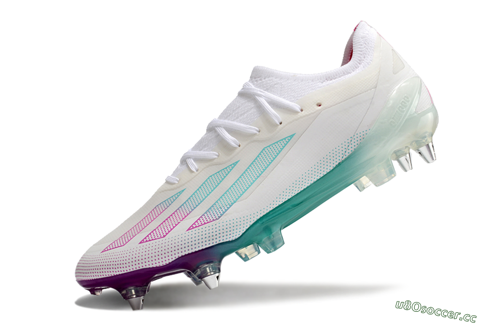Men's Adidas X Crazyfast.1 SG Soft Ground Low-Tops Football Boots - White/Purple/Jade 5