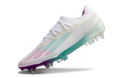 Men's Adidas X Crazyfast.1 SG Soft Ground Low-Tops Football Boots - White/Purple/Jade
