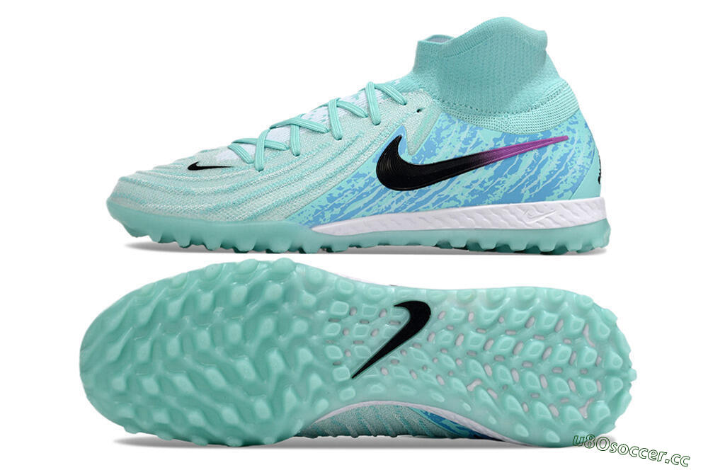 Men's Nike Phantom Luna Elite NU TF Artificial Turf High-Tops Football Shoes - Jade/Blue/Black 1