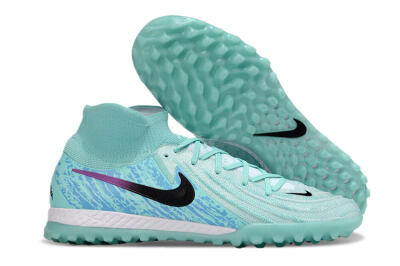 Men's Nike Phantom Luna Elite NU TF Artificial Turf High-Tops Football Shoes - Jade/Blue/Black