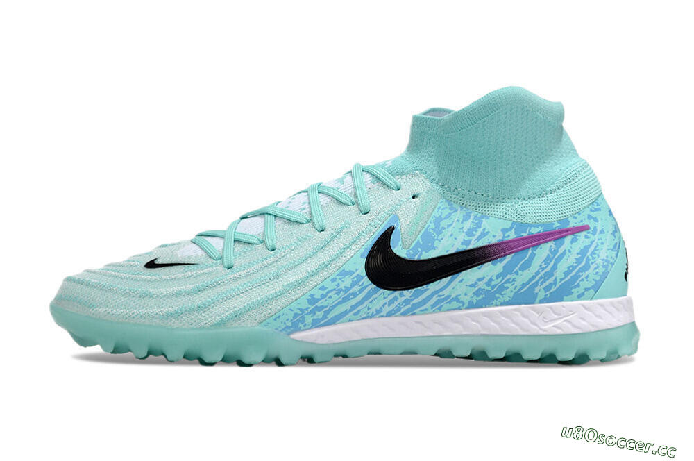 Men's Nike Phantom Luna Elite NU TF Artificial Turf High-Tops Football Shoes - Jade/Blue/Black 0