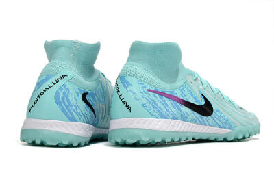 Men's Nike Phantom Luna Elite NU TF Artificial Turf High-Tops Football Shoes - Jade/Blue/Black