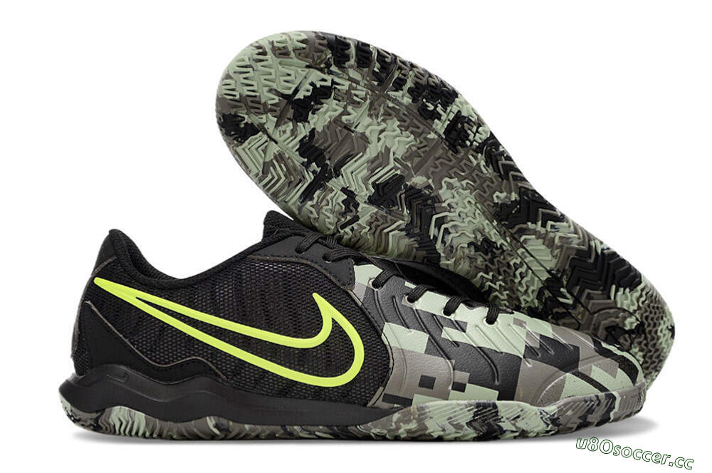 Men's Nike Tiempo Legend 10 Academy IC Indoor & Futsal Low-Tops Football Shoes - Camo/Black/Yellow 2