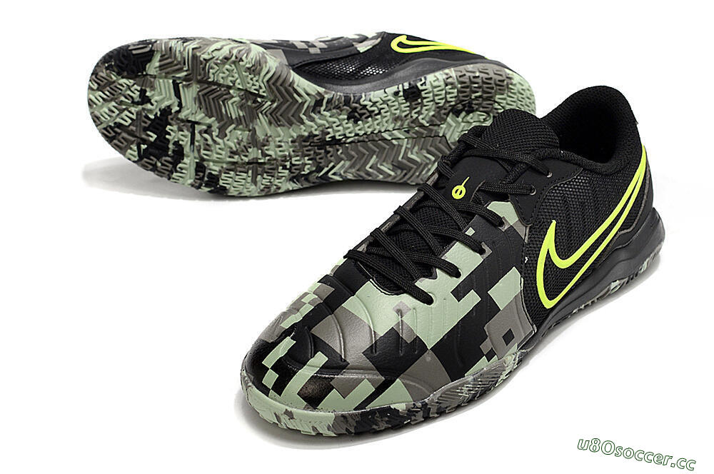 Men's Nike Tiempo Legend 10 Academy IC Indoor & Futsal Low-Tops Football Shoes - Camo/Black/Yellow 3
