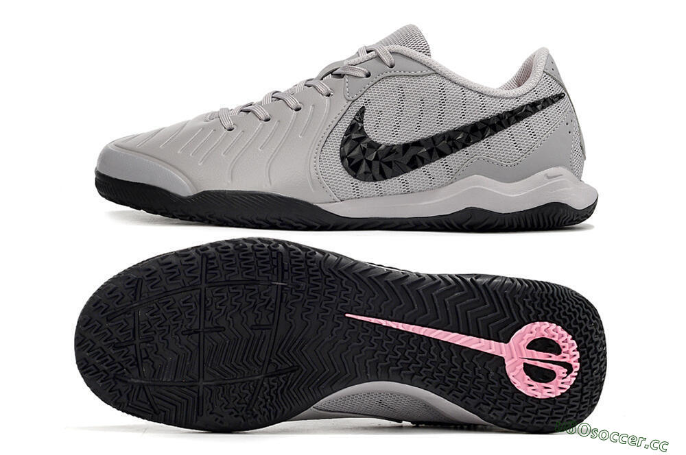 Men's Nike Tiempo Legend 10 Academy IC Indoor & Futsal Low-Tops Football Shoes - Grey/Black/Pink 1