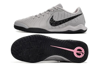 Men's Nike Tiempo Legend 10 Academy IC Indoor & Futsal Low-Tops Football Shoes - Grey/Black/Pink
