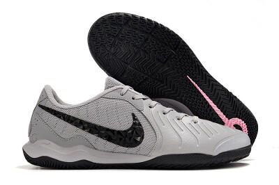 Men's Nike Tiempo Legend 10 Academy IC Indoor & Futsal Low-Tops Football Shoes - Grey/Black/Pink