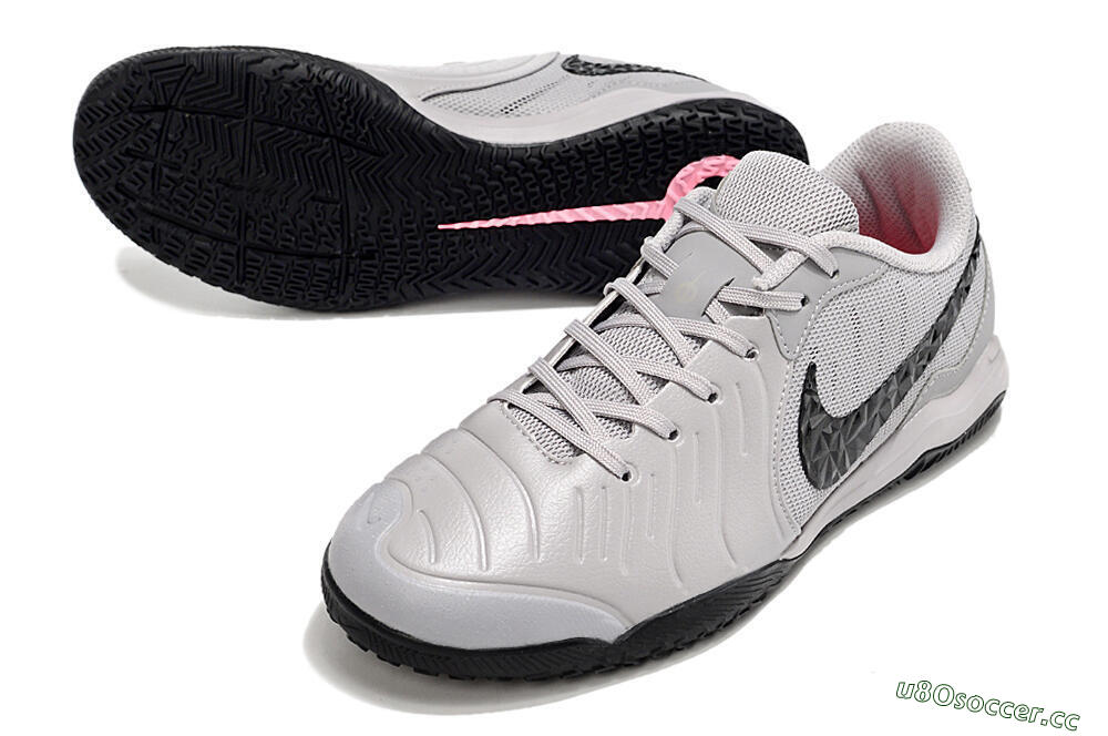 Men's Nike Tiempo Legend 10 Academy IC Indoor & Futsal Low-Tops Football Shoes - Grey/Black/Pink 3