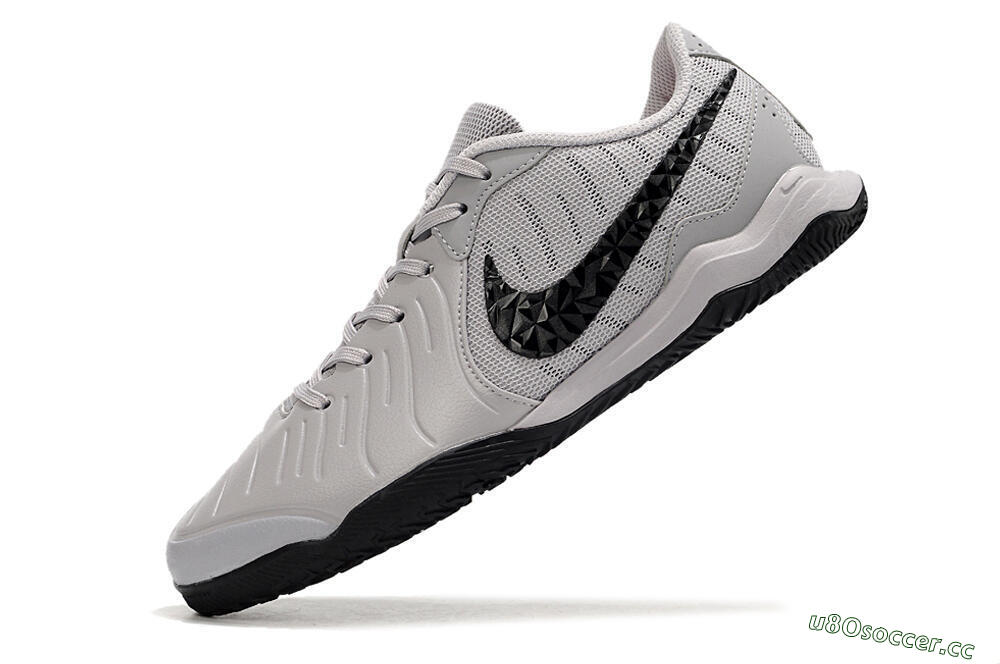 Men's Nike Tiempo Legend 10 Academy IC Indoor & Futsal Low-Tops Football Shoes - Grey/Black/Pink 5
