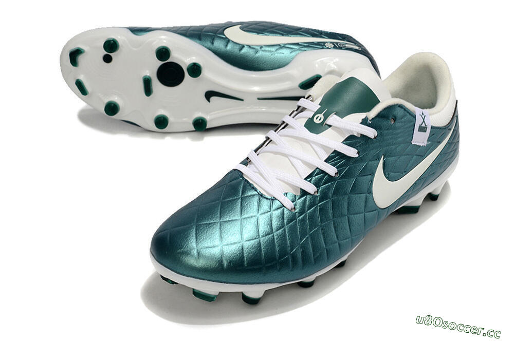 Men's Nike Tiempo Legend 10 Academy FG Firm Ground Low-Tops Football Boots - Green/Beige/White 3
