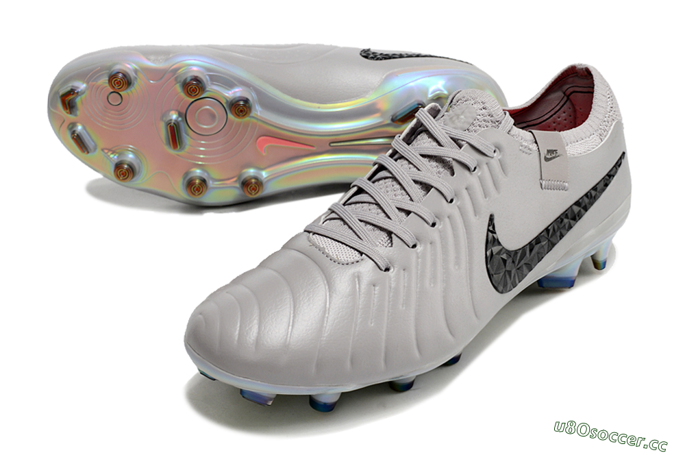 Men's Nike Tiempo Legend 10 Elite FG Firm Ground Low-Tops Football Boots - Grey/Black/Gold 3