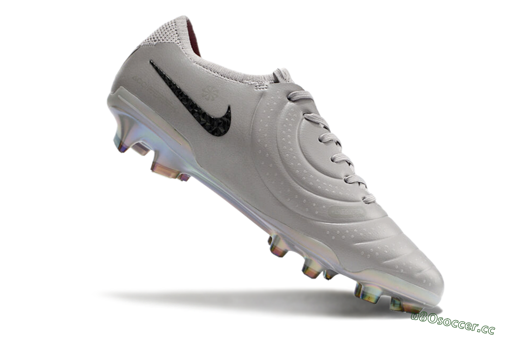 Men's Nike Tiempo Legend 10 Elite FG Firm Ground Low-Tops Football Boots - Grey/Black/Gold 4