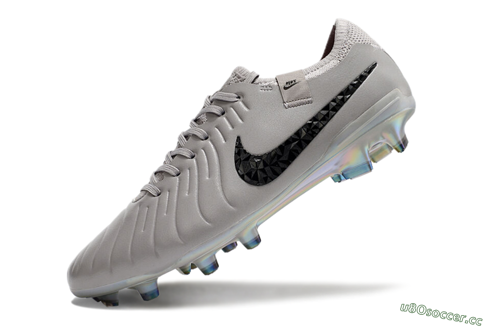 Men's Nike Tiempo Legend 10 Elite FG Firm Ground Low-Tops Football Boots - Grey/Black/Gold 5