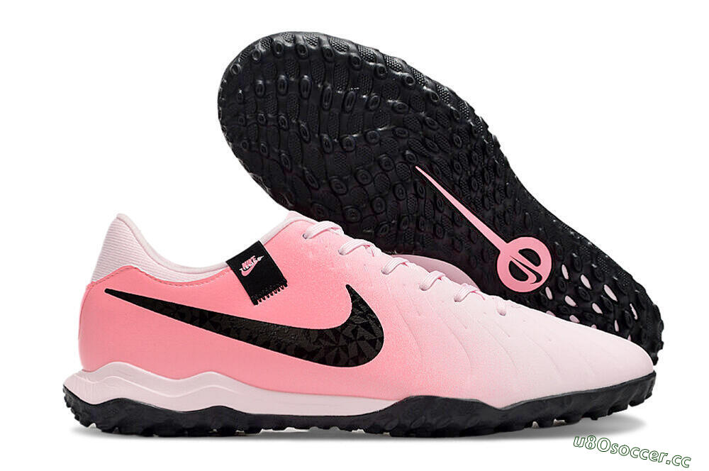 Men's Nike Tiempo Legend 10 Academy TF Artificial Turf Low-Tops Football Shoes - Pink/Black/White 2