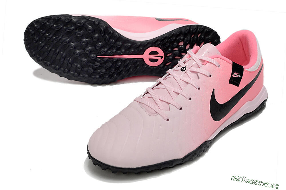 Men's Nike Tiempo Legend 10 Academy TF Artificial Turf Low-Tops Football Shoes - Pink/Black/White 3