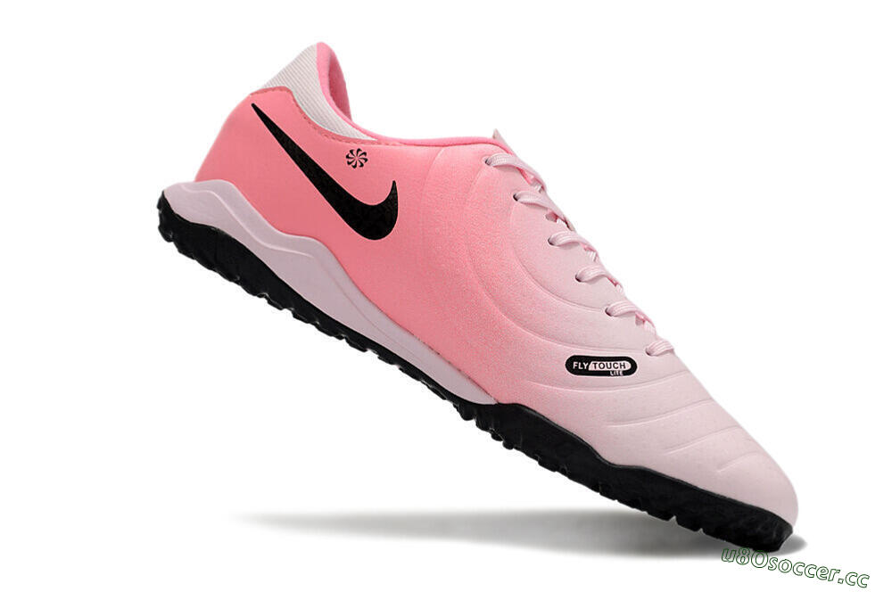 Men's Nike Tiempo Legend 10 Academy TF Artificial Turf Low-Tops Football Shoes - Pink/Black/White 4
