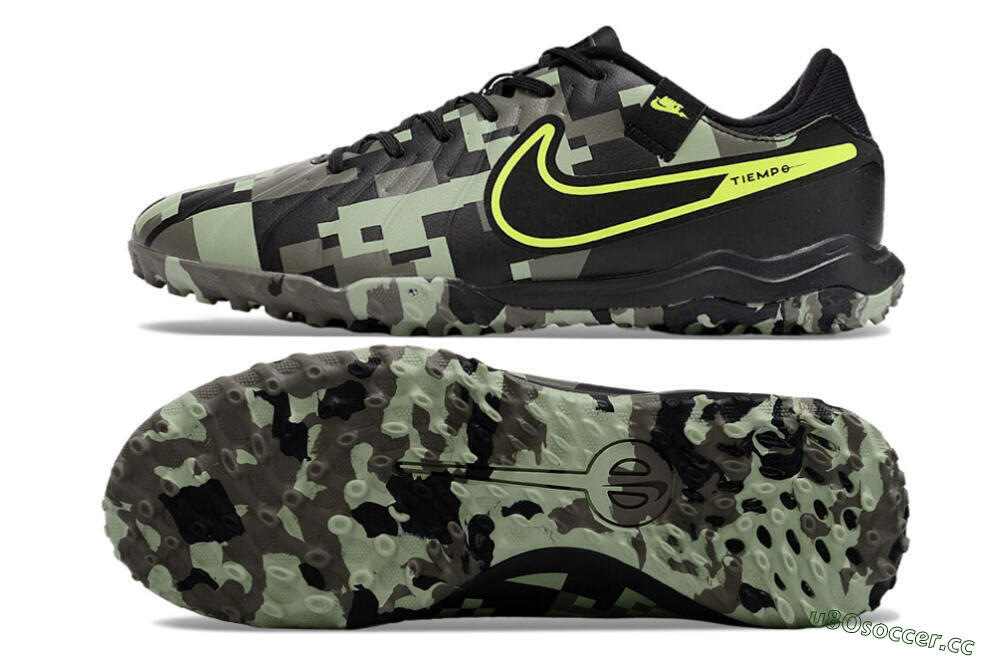 Men's Nike Tiempo Legend 10 Academy TF Artificial Turf Low-Tops Football Shoes - Camo/Yellow 1