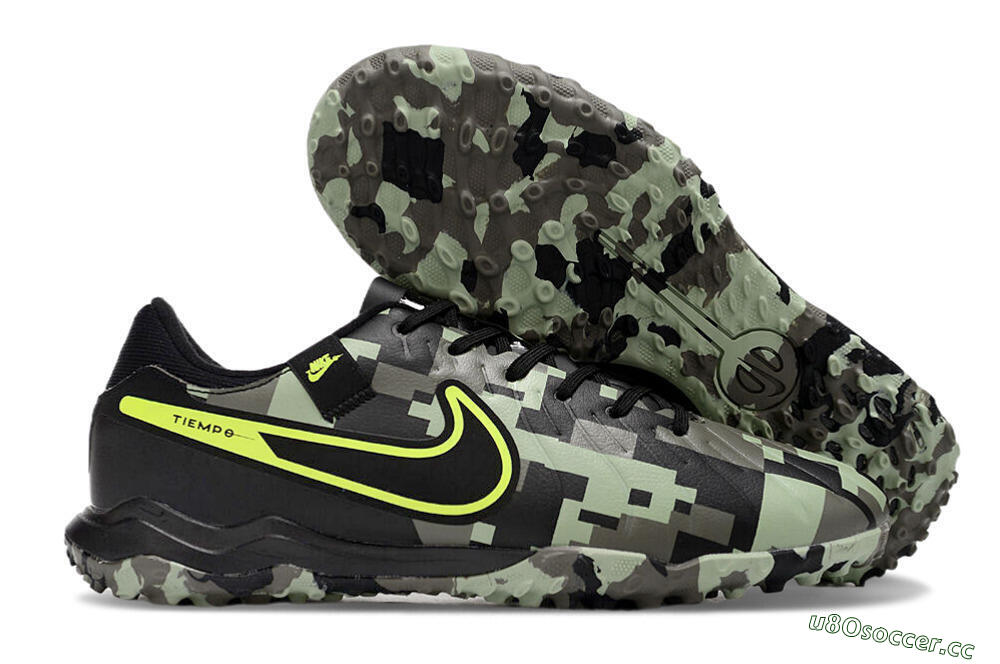 Men's Nike Tiempo Legend 10 Academy TF Artificial Turf Low-Tops Football Shoes - Camo/Yellow 2