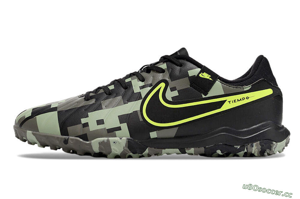 Men's Nike Tiempo Legend 10 Academy TF Artificial Turf Low-Tops Football Shoes - Camo/Yellow 0