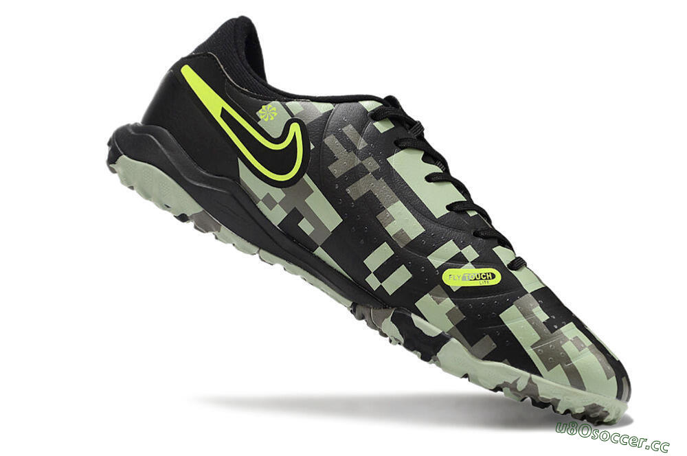 Men's Nike Tiempo Legend 10 Academy TF Artificial Turf Low-Tops Football Shoes - Camo/Yellow 4