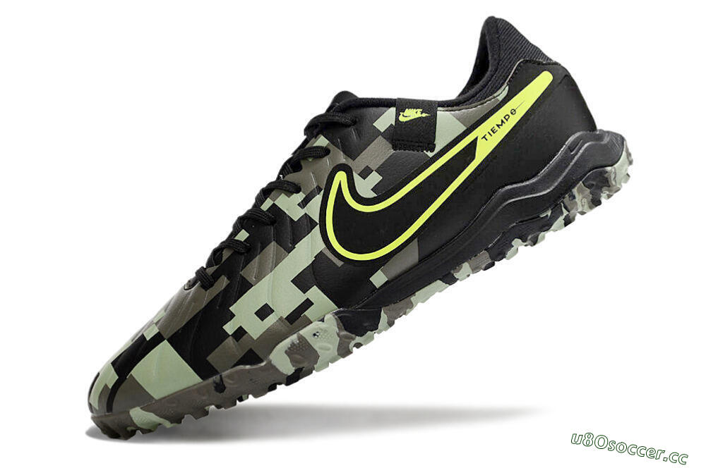 Men's Nike Tiempo Legend 10 Academy TF Artificial Turf Low-Tops Football Shoes - Camo/Yellow 5