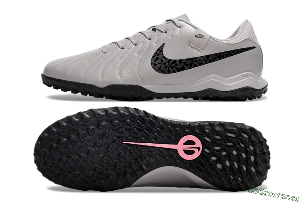 Men's Nike Tiempo Legend 10 Academy TF Artificial Turf Low-Tops Football Shoes - Grey/Black/Pink 1