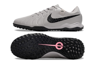 Men's Nike Tiempo Legend 10 Academy TF Artificial Turf Low-Tops Football Shoes - Grey/Black/Pink