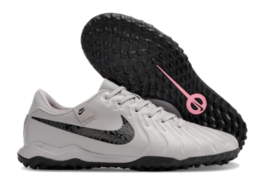 Men's Nike Tiempo Legend 10 Academy TF Artificial Turf Low-Tops Football Shoes - Grey/Black/Pink