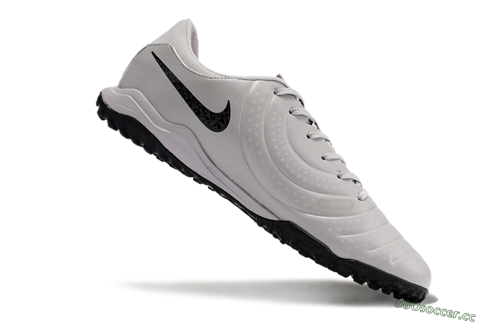 Men's Nike Tiempo Legend 10 Academy TF Artificial Turf Low-Tops Football Shoes - Grey/Black/Pink 4