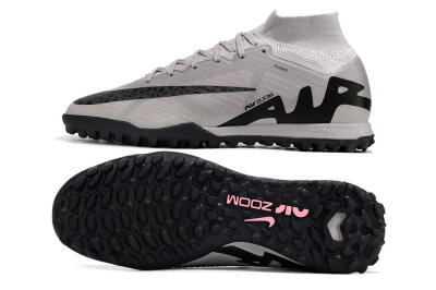 Men's Nike Air Zoom Mercurial Superfly 9 Elite TF Artificial Turf High-Tops Football Shoes - Grey/Black/Pink