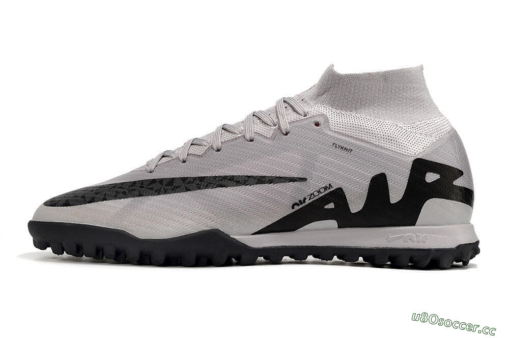Men's Nike Air Zoom Mercurial Superfly 9 Elite TF Artificial Turf High-Tops Football Shoes - Grey/Black/Pink 0