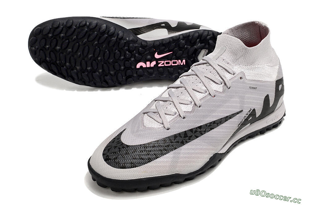 Men's Nike Air Zoom Mercurial Superfly 9 Elite TF Artificial Turf High-Tops Football Shoes - Grey/Black/Pink 3