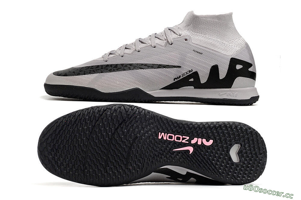 Men's Nike Air Zoom Mercurial Superfly 9 Elite IC Indoor & Futsal High-Tops Football Shoes - Grey/Black/Pink 1