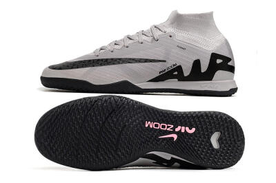 Men's Nike Air Zoom Mercurial Superfly 9 Elite IC Indoor & Futsal High-Tops Football Shoes - Grey/Black/Pink