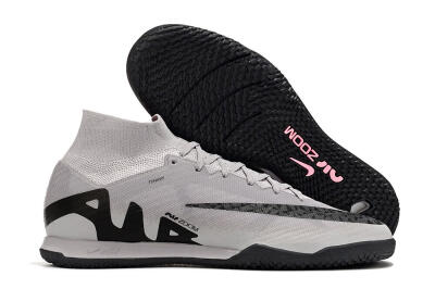 Men's Nike Air Zoom Mercurial Superfly 9 Elite IC Indoor & Futsal High-Tops Football Shoes - Grey/Black/Pink