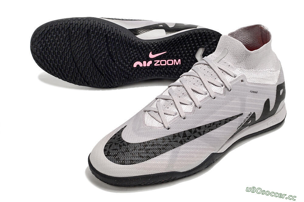 Men's Nike Air Zoom Mercurial Superfly 9 Elite IC Indoor & Futsal High-Tops Football Shoes - Grey/Black/Pink 3