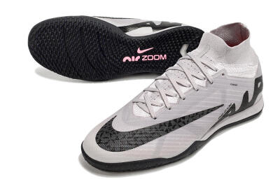 Men's Nike Air Zoom Mercurial Superfly 9 Elite IC Indoor & Futsal High-Tops Football Shoes - Grey/Black/Pink